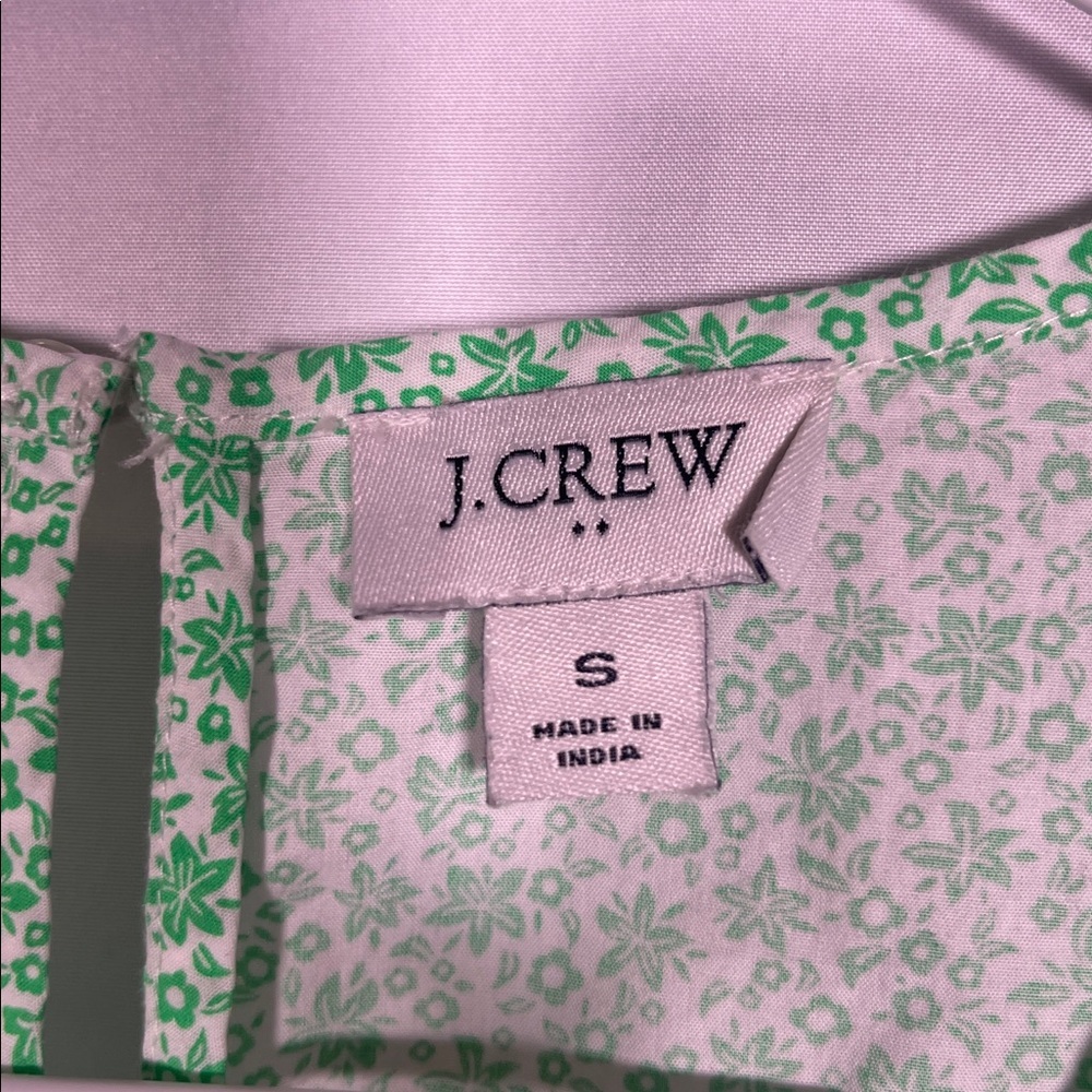 J. CREW WOMENS GREEN FLORAL COTTON BLOUSE SMALL BR635 - Picture 2 of 5